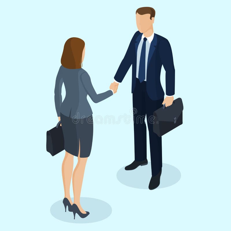 Успешный handshaking бизнесмена и коммерсантки бесплатная иллюстрация