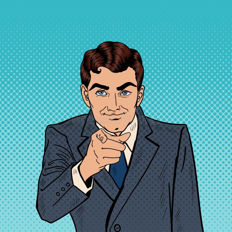 Успешный бизнесмен указывая палец на вас Искусство шипучки иллюстрация вектора