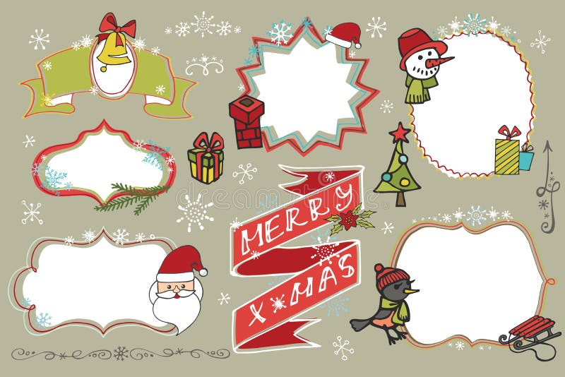 установленные doodles рождества Значки, ярлыки с праздником иллюстрация вектора установленные doodles рождества Значки, ярлыки с праздником иллюстрация вектора