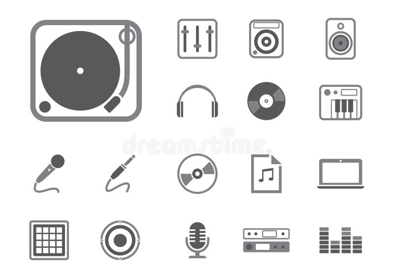 Установленные значки Dj иллюстрация вектора Установленные значки Dj иллюстрация вектора