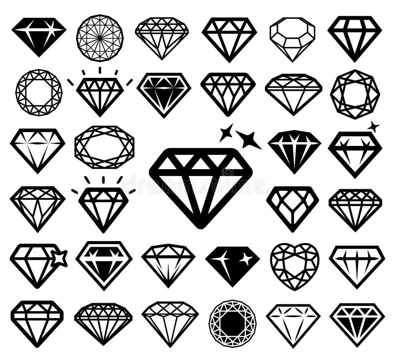 Diamond icons set. Vector illustration. Diamond icons set. Vector illustration.