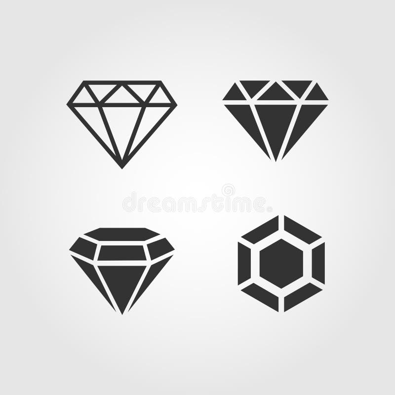 Vector. Diamond icons set, flat design. Vector. Diamond icons set, flat design