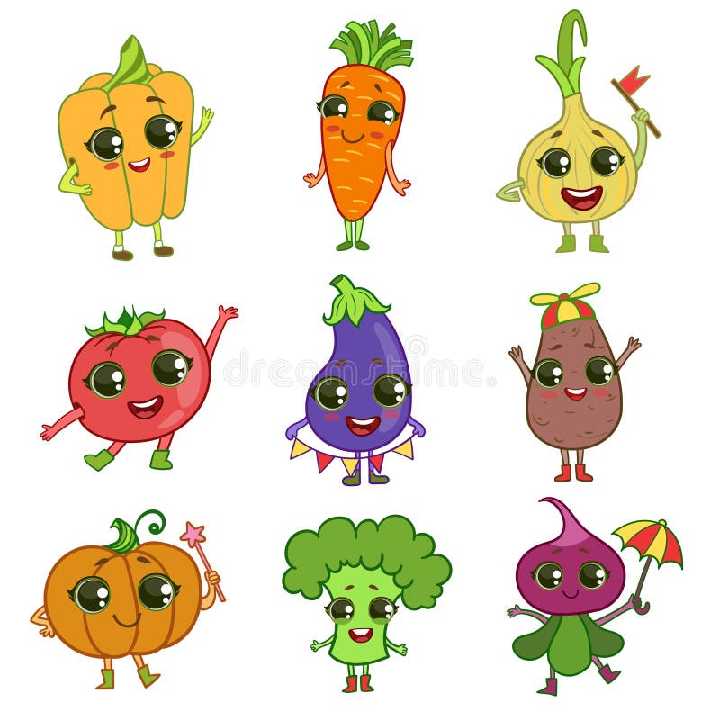 Установленные персонажи из мультфильма овощей