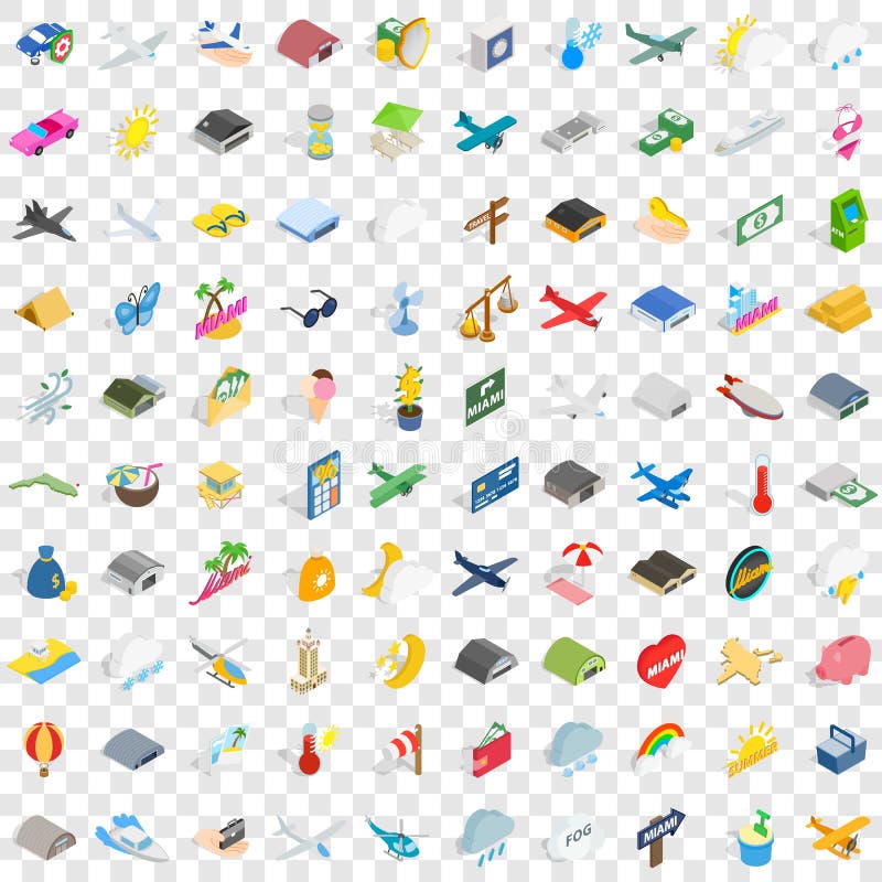 100 sky icons set in isometric 3d style for any design vector illustration. 100 sky icons set in isometric 3d style for any design vector illustration