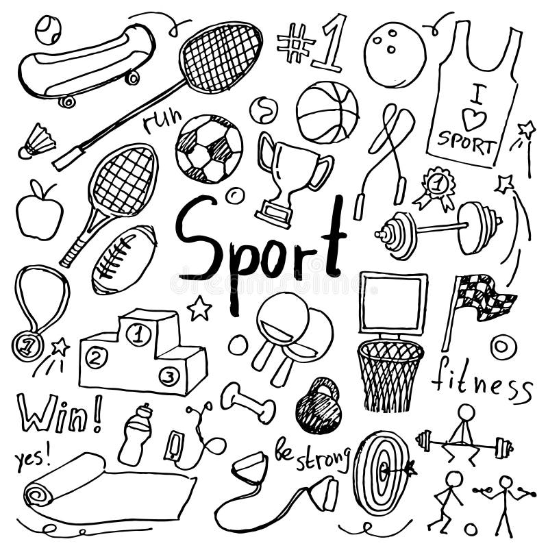Установите значков спорта doodle руки вычерченных бесплатная иллюстрация Установите значков спорта doodle руки вычерченных бесплатная иллюстрация