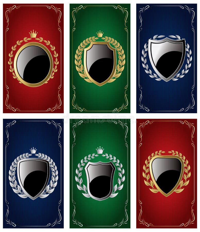 Установите шаблоны для визитных карточек с Heraldic элементами и венками бесплатная иллюстрация Установите шаблоны для визитных карточек с Heraldic элементами и венками бесплатная иллюстрация