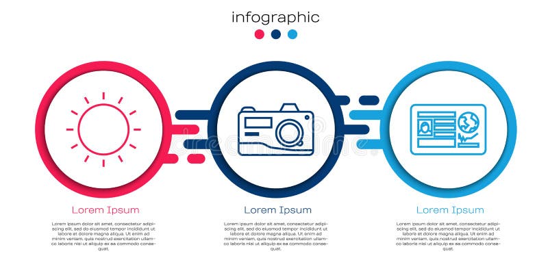 Установить линия камера и паспорт фотографии с печатью визы.. Шаблон infographic бизнеса. Вектор иллюстрация штока
