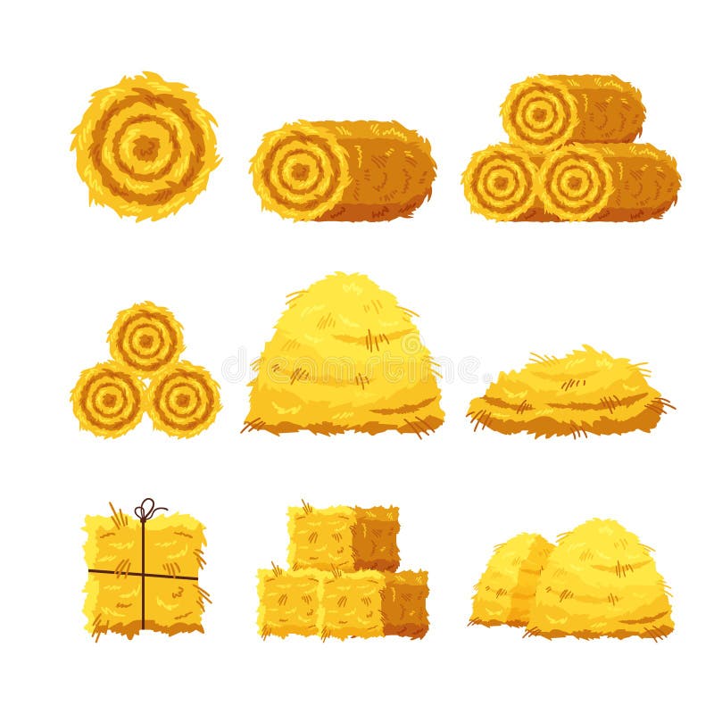 Установленная различная связка сена изолированная на белой предпосылке ...