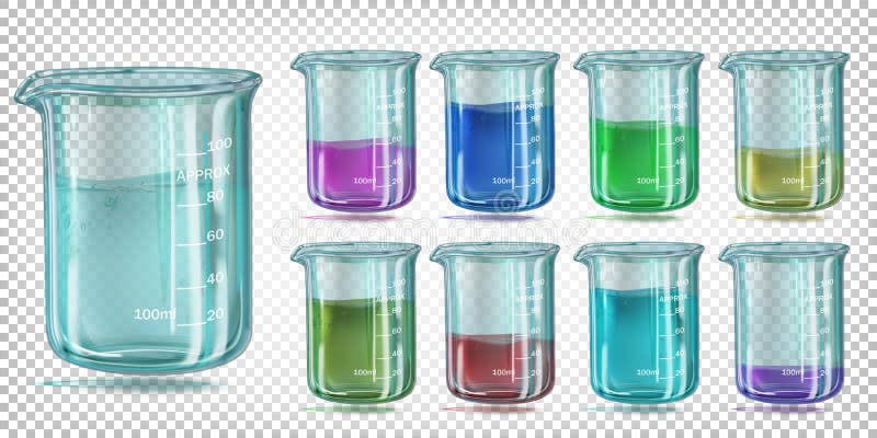 Установленный стеклянный химический beaker с покрашенной жидкостью бесплатная иллюстрация