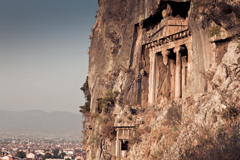 Усыпальницы утеса в Fethiye, Турции стоковые фото Усыпальницы утеса в Fethiye, Турции стоковые фото