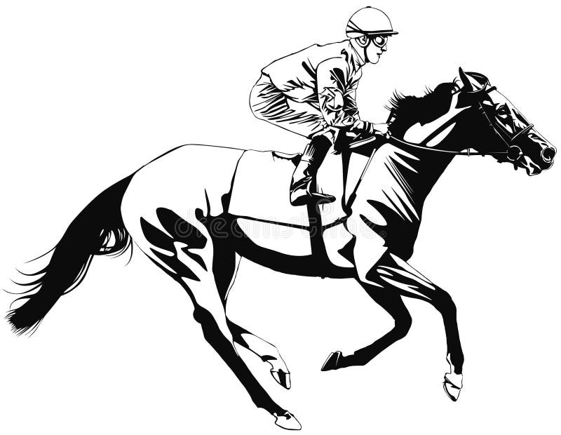 Vector illustration of a racing horse and jockey. Vector illustration of a racing horse and jockey