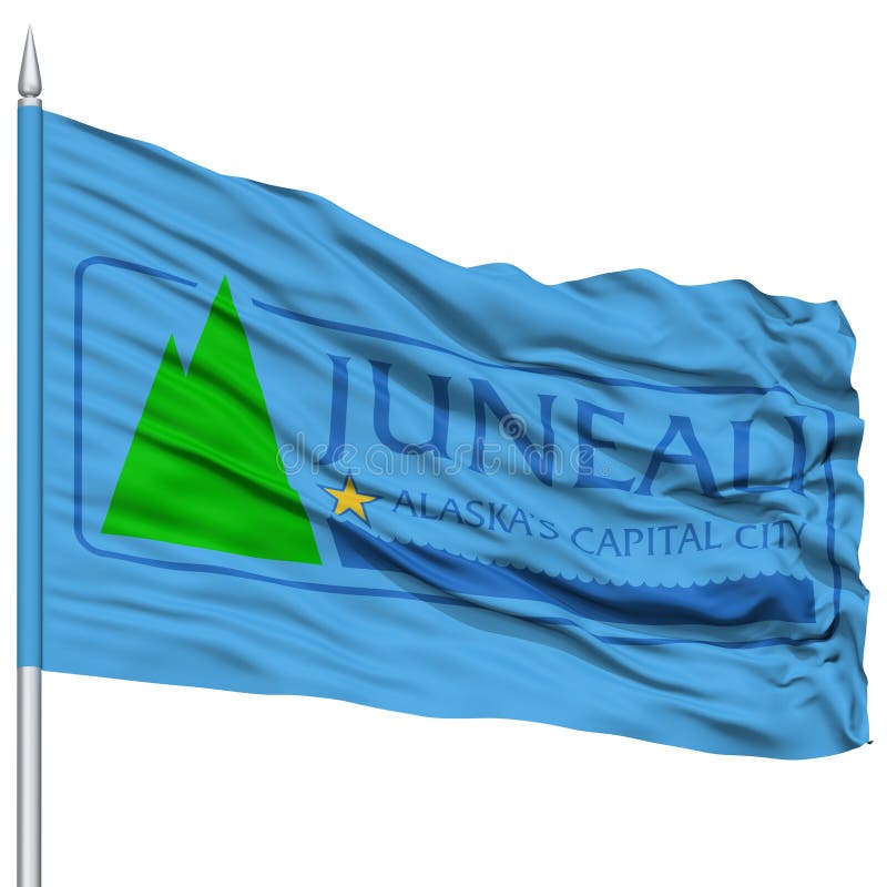 Флаг Juneau на флагштоке, развевая на белой предпосылке иллюстрация штока