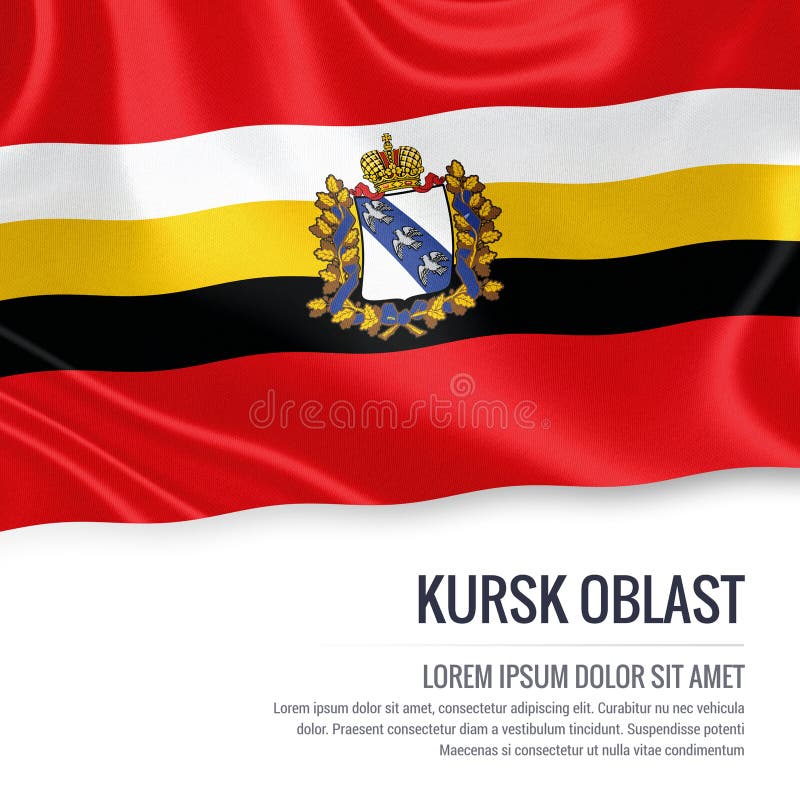 Русский флаг Камчатки Krai положения развевая на изолированном белом ба ...