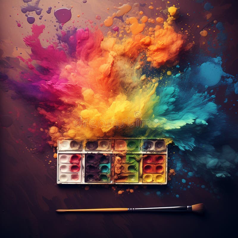 Step into a world of vibrant creativity with this captivating image titled &#x27;Hues of Imagination.&#x27; Discover a stunning palette of paints and brushes, carefully selected to evoke a sense of artistic expression and inspiration. This visually appealing artwork embodies the perfect blend of colors, textures, and forms, resulting in an image that is not only visually striking but also marketable on microstock sites targeting art enthusiasts and creatives. AI generated. Step into a world of vibrant creativity with this captivating image titled &#x27;Hues of Imagination.&#x27; Discover a stunning palette of paints and brushes, carefully selected to evoke a sense of artistic expression and inspiration. This visually appealing artwork embodies the perfect blend of colors, textures, and forms, resulting in an image that is not only visually striking but also marketable on microstock sites targeting art enthusiasts and creatives. AI generated