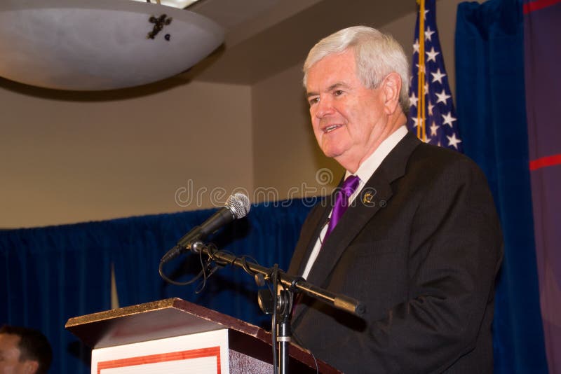 FEDERAL WAY, WASHINGTON--FEBRUARY 2, 2012 Newt Gingrich speaking at a rally in Fedearl Way, Washington during the Republican Presidential Primary. Newt Gingrich is the former Speaker of the US House of Representatives. FEDERAL WAY, WASHINGTON--FEBRUARY 2, 2012 Newt Gingrich speaking at a rally in Fedearl Way, Washington during the Republican Presidential Primary. Newt Gingrich is the former Speaker of the US House of Representatives.