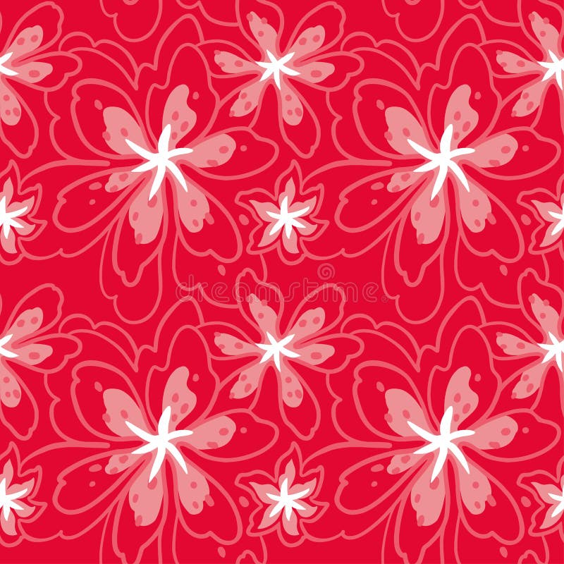 Pink Flowers on a Red Background. Stock Vector Illustration of pastel, blossom 250831846