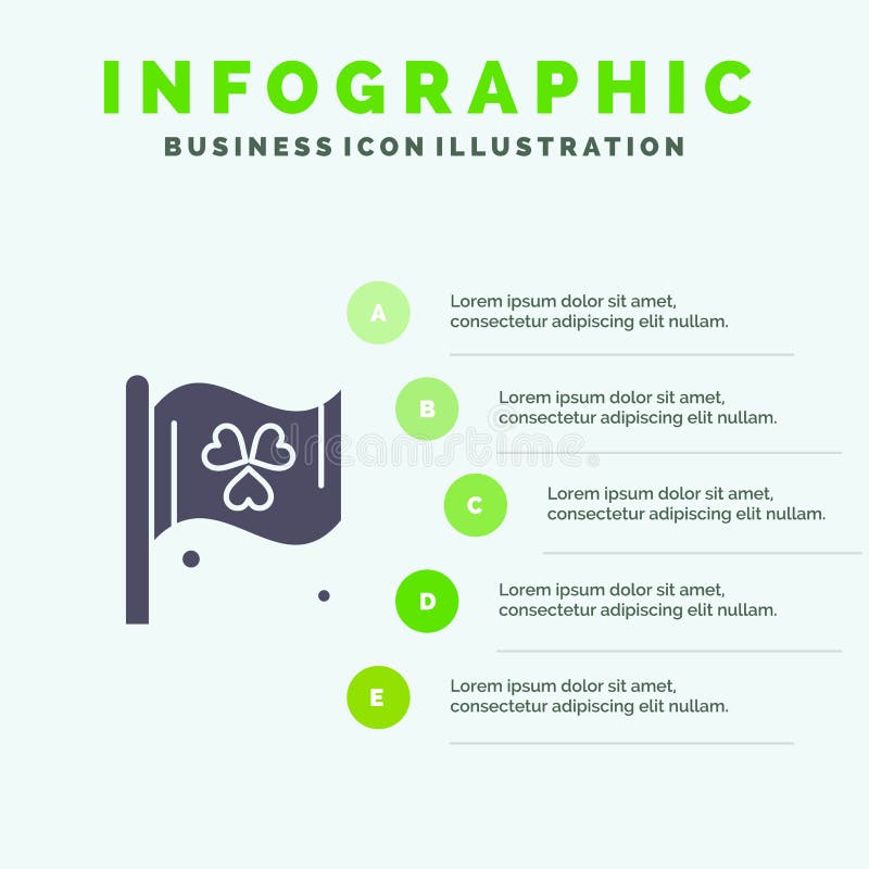 Флаг, знак, предпосылка представления шагов Infographics 5 значка Ирландии твердая бесплатная иллюстрация