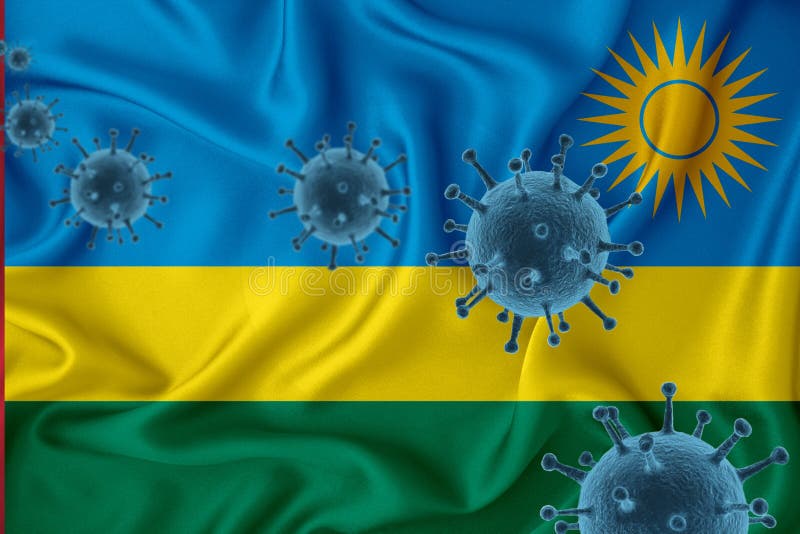 флаг руанды. пандемия вируса гриппа эпидемия инфекции коронавируса концепция 3drending иллюстрация штока