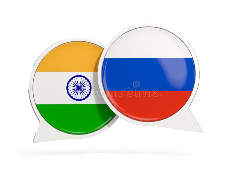 Флаги Индии и России внутри пузырей болтовни иллюстрация штока Флаги Индии и России внутри пузырей болтовни иллюстрация штока