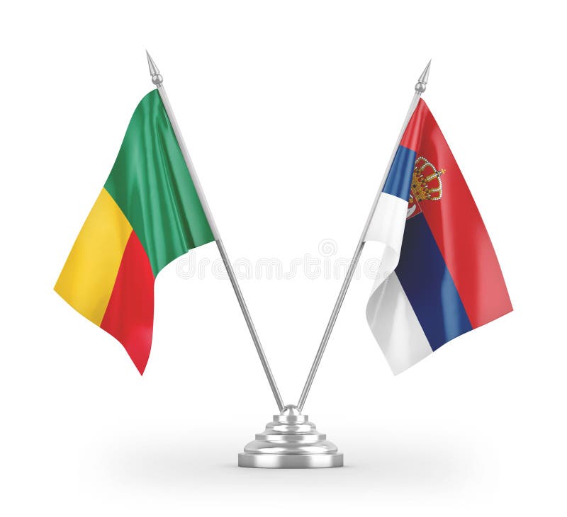 Флаги таблицы Сербии и Бенина изолированные на белом переводе 3d бесплатная иллюстрация
