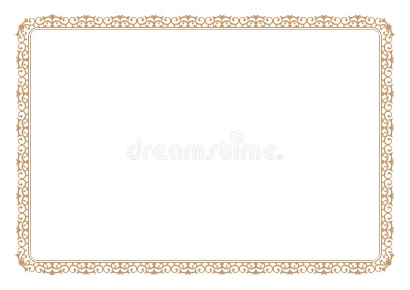 Floral style gold frame for certificate & book page border, blank ready for add text. Floral style gold frame for certificate & book page border, blank ready for add text