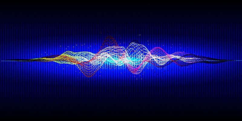 Фон абстрактного эквалайзера музыкальной волны Форма волны цвета сетки на синем фоне иллюстрация вектора