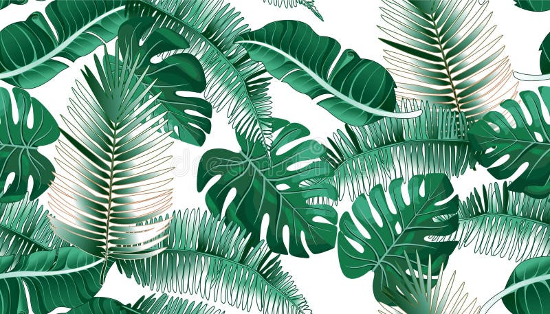 Фон цветочный узора вектора лист джунглей безшовная 601tropical пальмовых листьев иллюстрация штока