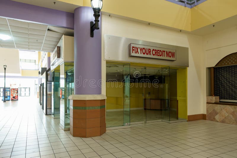 Miami, FL, USA - December 29, 2022: Interior photo of the outdated style 163rd Street Mall in NMB North Miami with most tenant shops out of business. Miami, FL, USA - December 29, 2022: Interior photo of the outdated style 163rd Street Mall in NMB North Miami with most tenant shops out of business