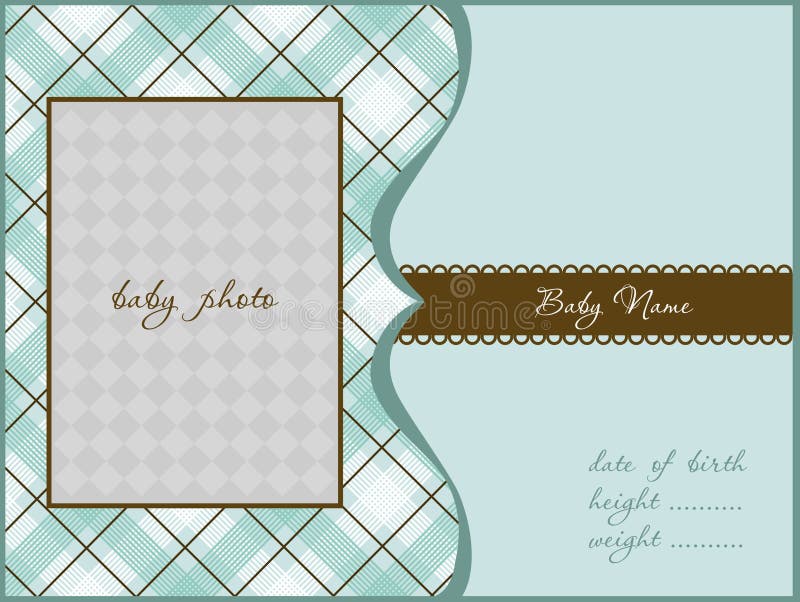 Baby Arrival Card with Photo Frame in vector. Baby Arrival Card with Photo Frame in vector