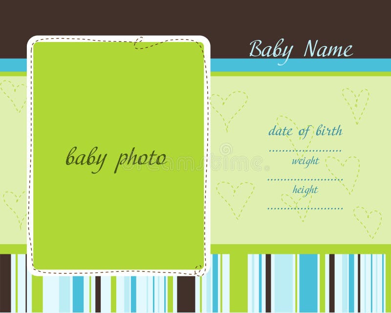 Baby Arrival Card with Photo Frames in vector. Baby Arrival Card with Photo Frames in vector