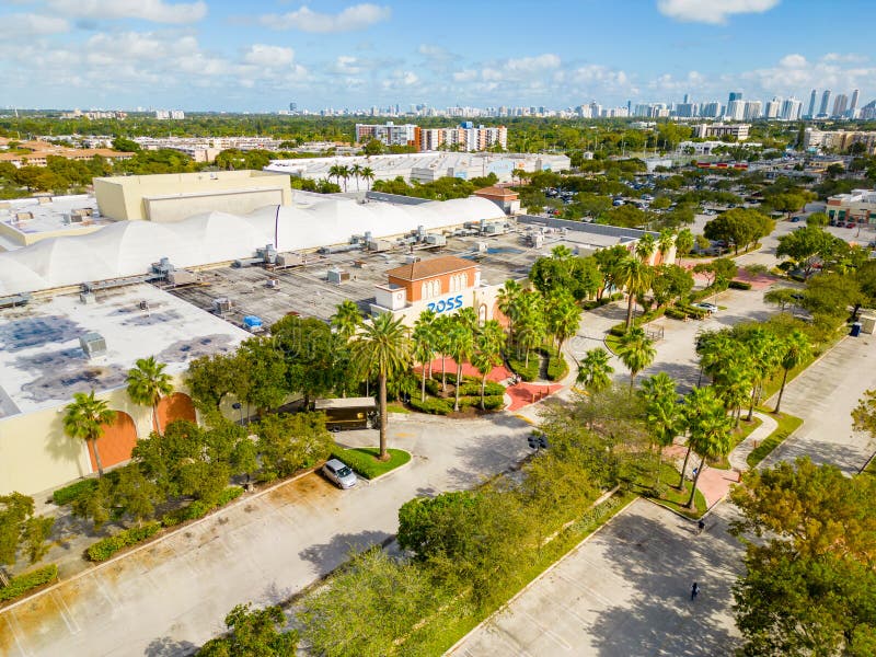 Miami, FL, USA - December 29, 2022: Aerial drone photo of the 163rd Street Mall North Miami Beach FL. Miami, FL, USA - December 29, 2022: Aerial drone photo of the 163rd Street Mall North Miami Beach FL