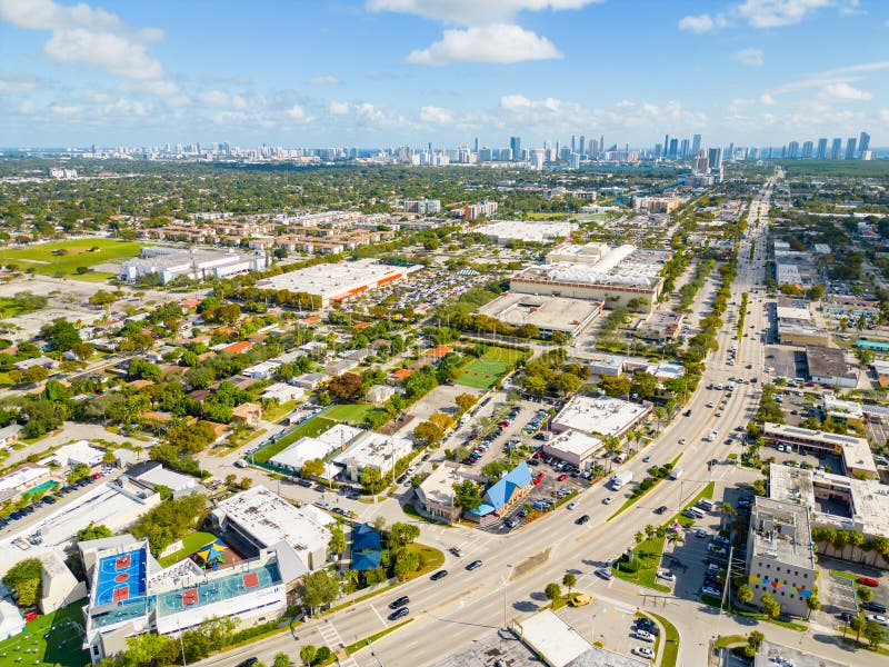 Miami, FL, USA - December 29, 2022: Aerial drone photo of the 163rd Street Mall North Miami Beach FL. Miami, FL, USA - December 29, 2022: Aerial drone photo of the 163rd Street Mall North Miami Beach FL