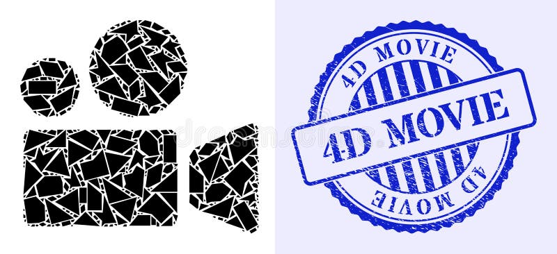 фрагментная мозаика фотоаппарата с 4d-меткой иллюстрация вектора