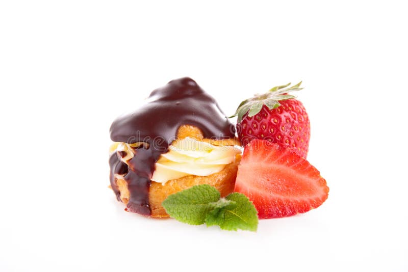 French choux pastry and strawberry. French choux pastry and strawberry