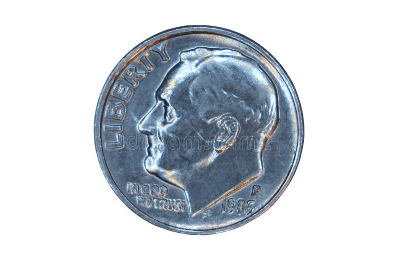 A Isolated US dime front. A Isolated US dime front