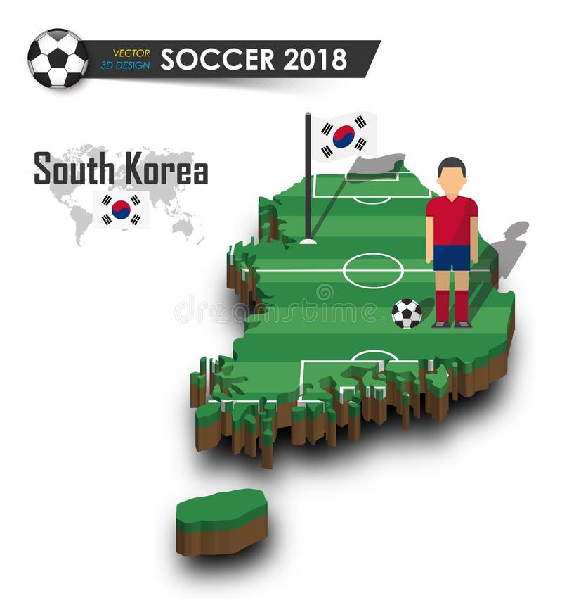Футбольная команда соотечественника Южной Кореи Футболист и флаг на 3d конструируют карту страны Изолированная предпосылка Вектор бесплатная иллюстрация Футбольная команда соотечественника Южной Кореи Футболист и флаг на 3d конструируют карту страны Изолированная предпосылка Вектор бесплатная иллюстрация