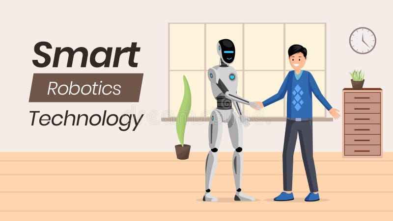Футуристический шаблон знамени вектора технологии ai Молодой человек и робот гуманоида тряся характеры рук Искусственный иллюстрация вектора Футуристический шаблон знамени вектора технологии ai Молодой человек и робот гуманоида тряся характеры рук Искусственный иллюстрация вектора