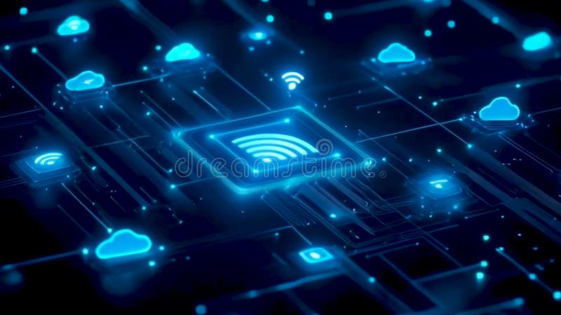 Футуристическое изображение цифровых соединений на темном фоне. бесплатная иллюстрация