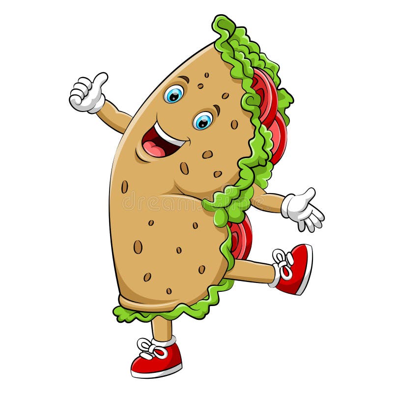 Характер буррито или kebab мультфильма счастливый иллюстрация вектора Характер буррито или kebab мультфильма счастливый иллюстрация вектора