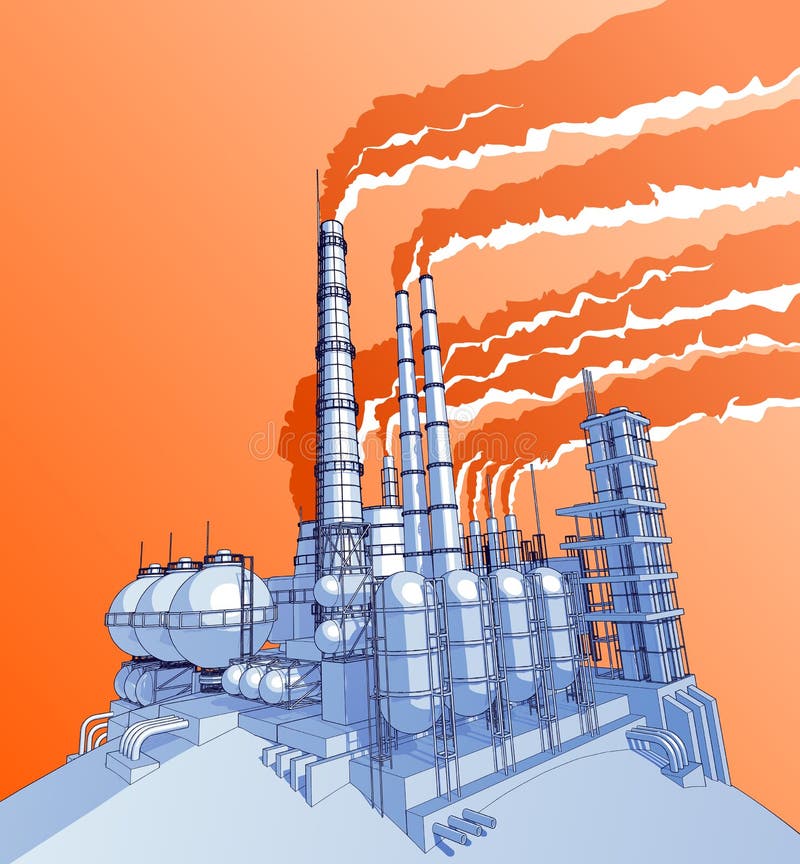 Industry concept: abstract plant with smokey sky. Industry concept: abstract plant with smokey sky