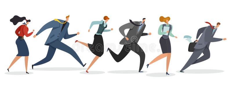 Ход команды дела Люди развевая флаг и jogging следовать руководителем к иллюстрации профессионального триумфа выигрывая иллюстрация вектора Ход команды дела Люди развевая флаг и jogging следовать руководителем к иллюстрации профессионального триумфа выигрывая иллюстрация вектора