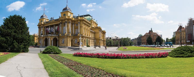 The Croatian National Theatre in Zagreb commonly referred to as HNK Zagreb, is a theatre, opera and ballet house located in Zagreb. Austro-Hungarian emperor Franz Joseph I was at the unveiling of this new building during his visit to the city in 1895.[2] The building itself was the project of famed Viennese architects Ferdinand Fellner and Herman Helmer, whose firm had built several theatres in Vienna. Celebrations marking the 100th anniversary of the building were held on October 14, 1995. The Croatian National Theatre in Zagreb commonly referred to as HNK Zagreb, is a theatre, opera and ballet house located in Zagreb. Austro-Hungarian emperor Franz Joseph I was at the unveiling of this new building during his visit to the city in 1895.[2] The building itself was the project of famed Viennese architects Ferdinand Fellner and Herman Helmer, whose firm had built several theatres in Vienna. Celebrations marking the 100th anniversary of the building were held on October 14, 1995.