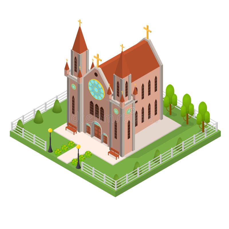 Христианский взгляд концепции 3d католической церкви равновеликий вектор иллюстрация штока Христианский взгляд концепции 3d католической церкви равновеликий вектор иллюстрация штока