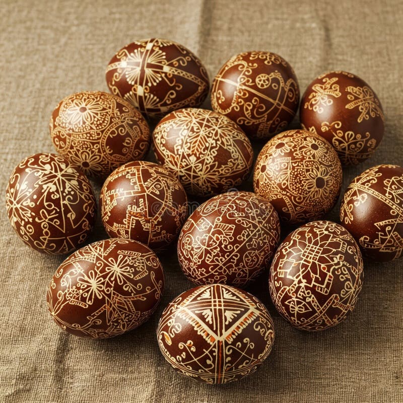 Художественный кластер Pysanky с народными геометрическими мотивами иллюстрация вектора