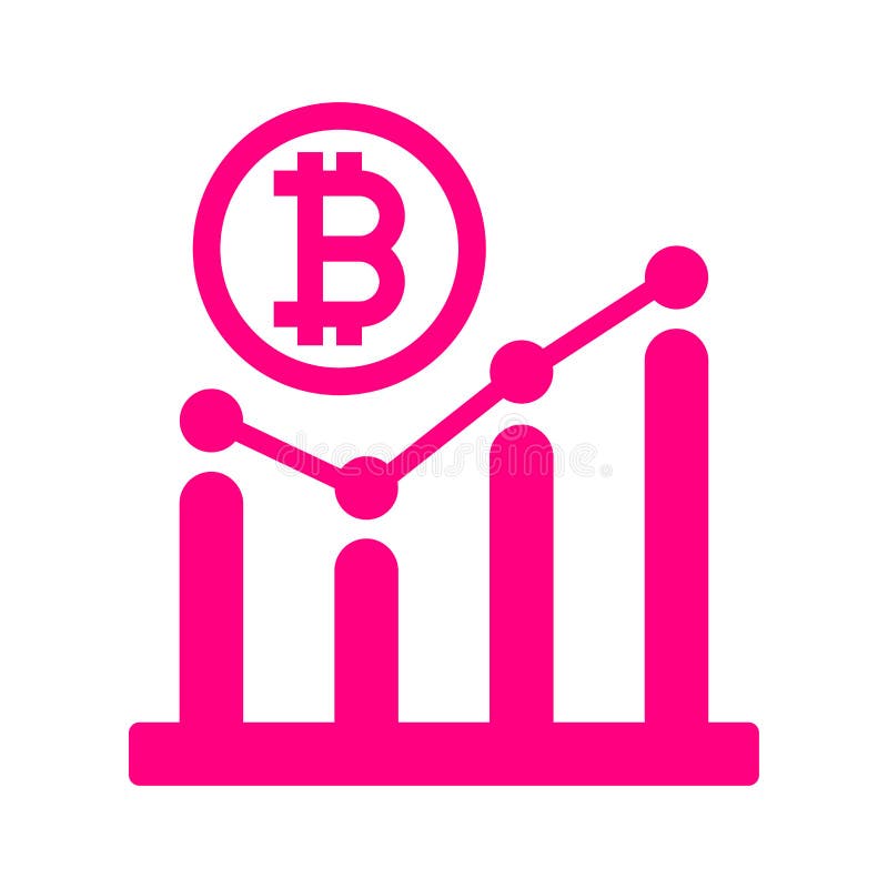 Цвет розового значка роста bitcoin иллюстрация вектора