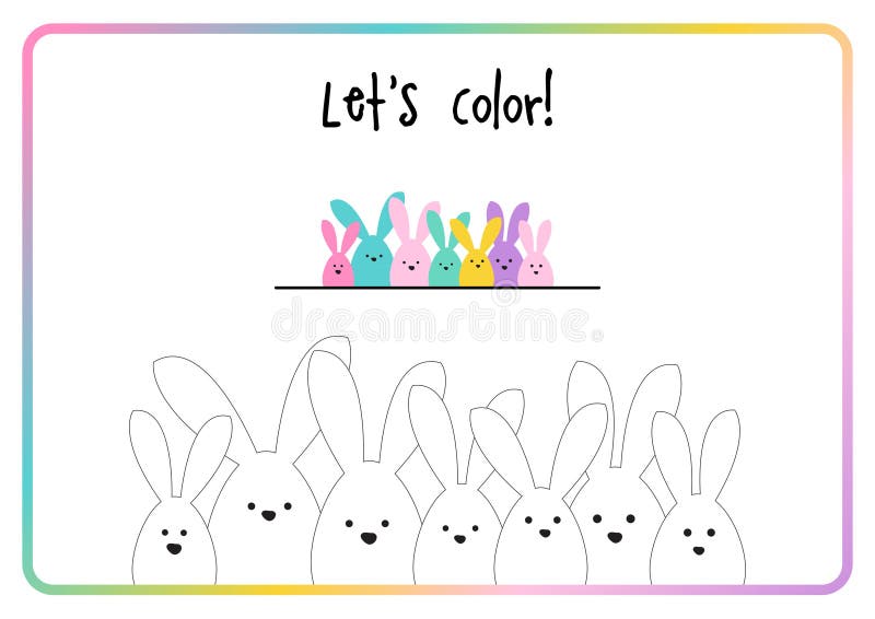 цвет. семейство easter bunny. цветовая активность. иллюстрация штока