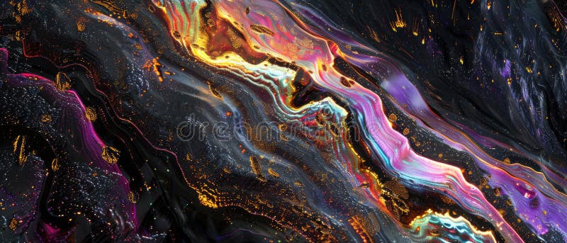 цветная жидкая текстурная фоновая волна из масла или темной воды с радужным градиентом. концепция многоцветной поверхностной абстр иллюстрация вектора