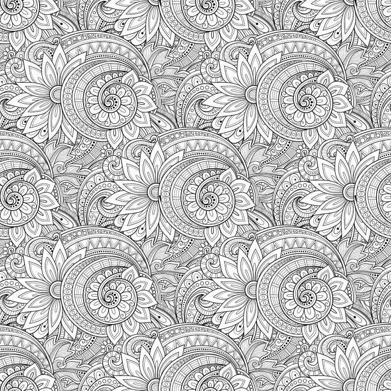 Цветочный узор вектора безшовный Monochrome иллюстрация вектора