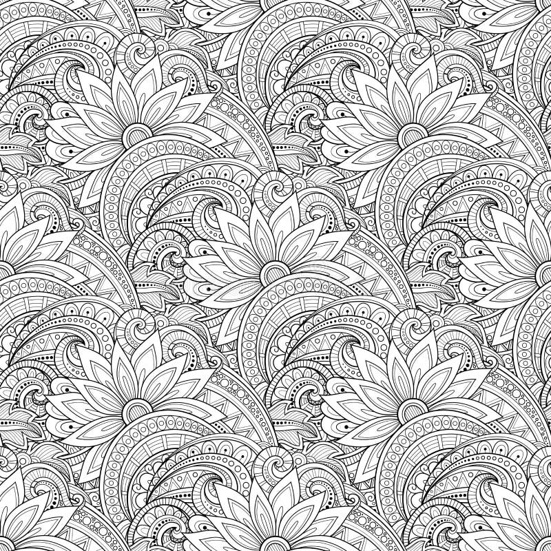 Цветочный узор вектора безшовный Monochrome иллюстрация штока
