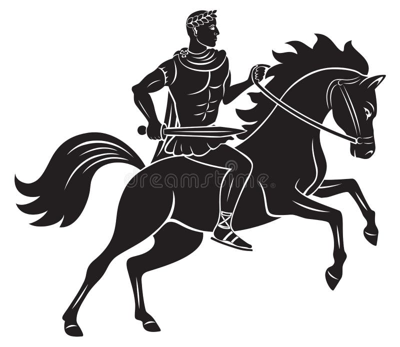 The figure shows Caesar on horseback. The figure shows Caesar on horseback